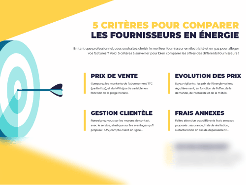 infographie 5 critères pour comparer les fournisseurs en énergie