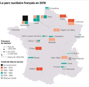 Carte état parc nucléaire france 2022